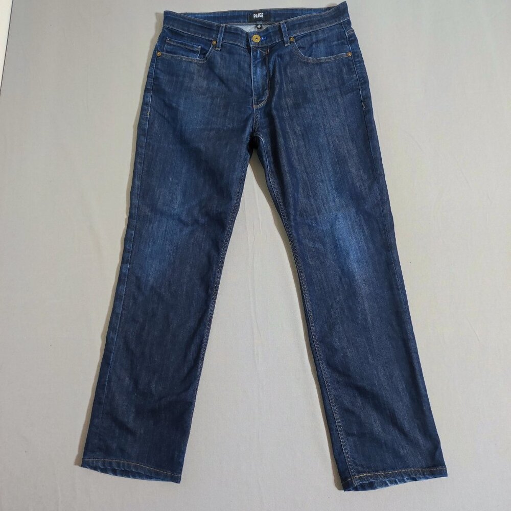 Paige Jeans men's size 34 ink blue colour Normandie selvedge straight leg denim